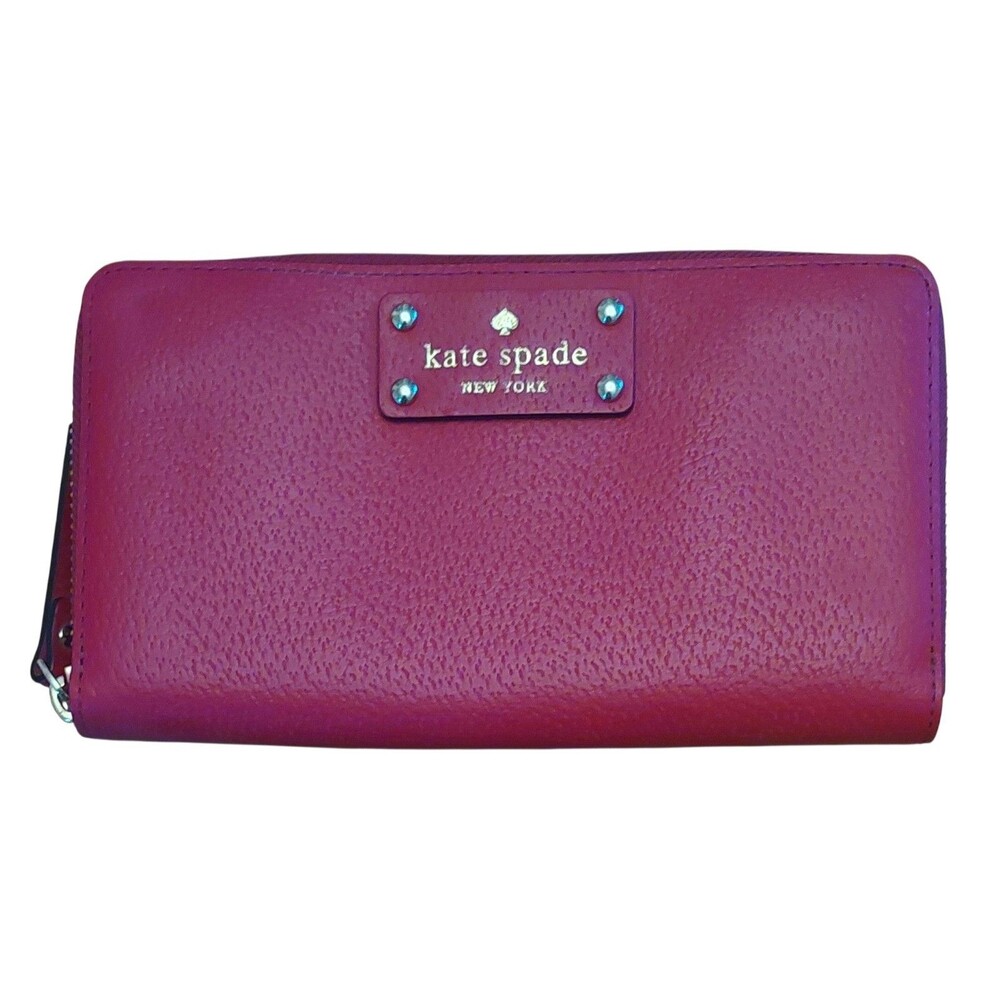 Kate Spade Berry Red Large Continental Neda Grove Wallet Zip Around Clutch Nice